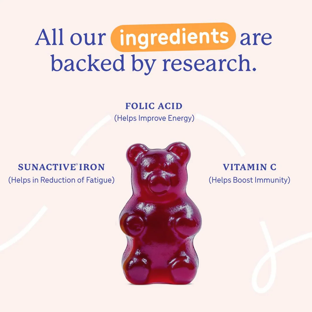Gritzo Iron Gummies With Folic Acid & Vitamin C (10+y Girls) (Mixed Berry Flavour 30 Gummies) - Image 6