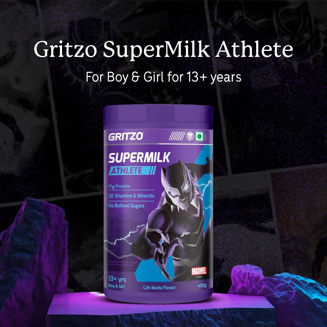 Gritzo SuperMilk Athlete Black Panther (13+y Boy & Girl), 17g Protein Powder (Cafe Mocha) - Image 8