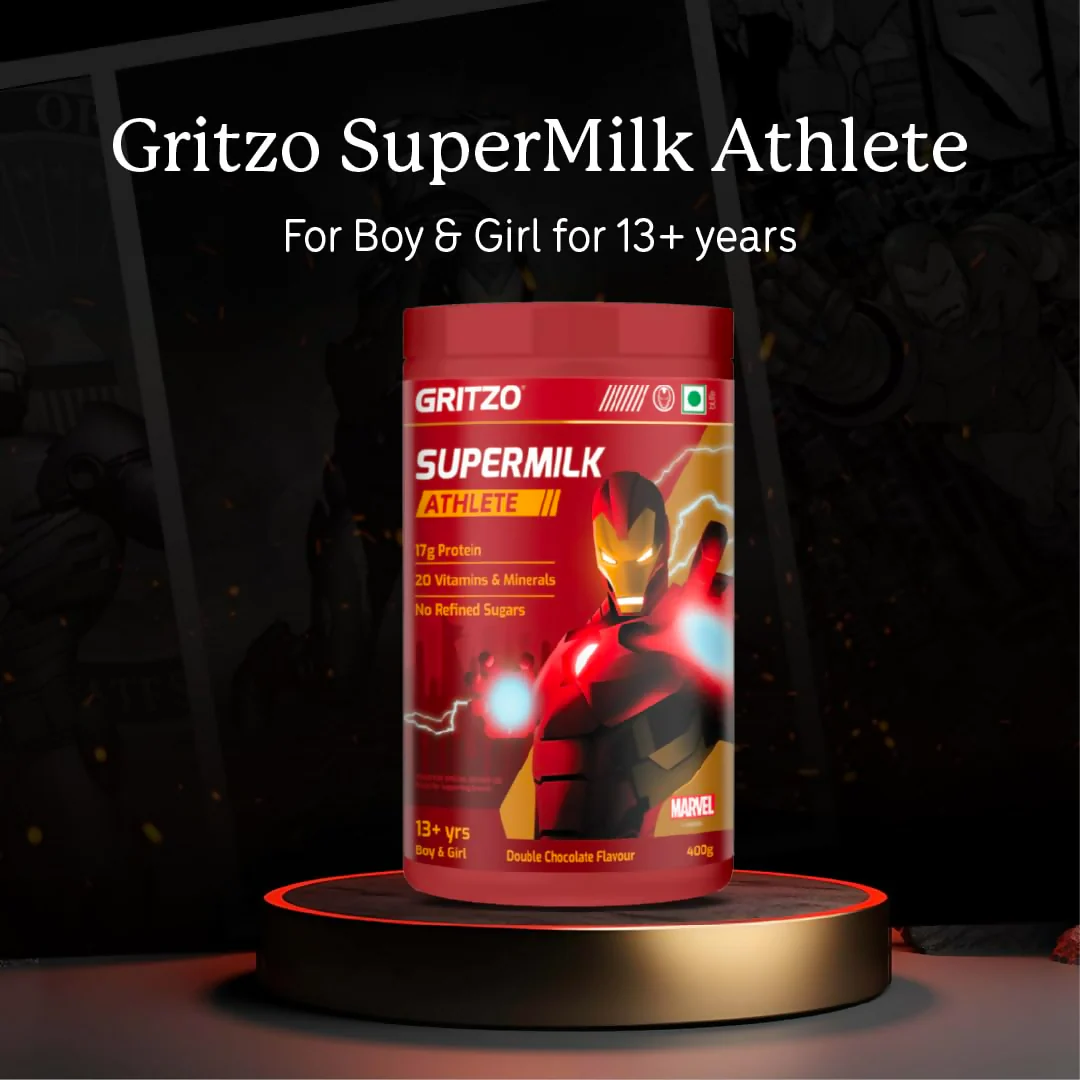 Gritzo SuperMilk Athlete Iron Man (13+y Boy & Girl), 17g Protein Powder (Double Chocolate) - Image 7