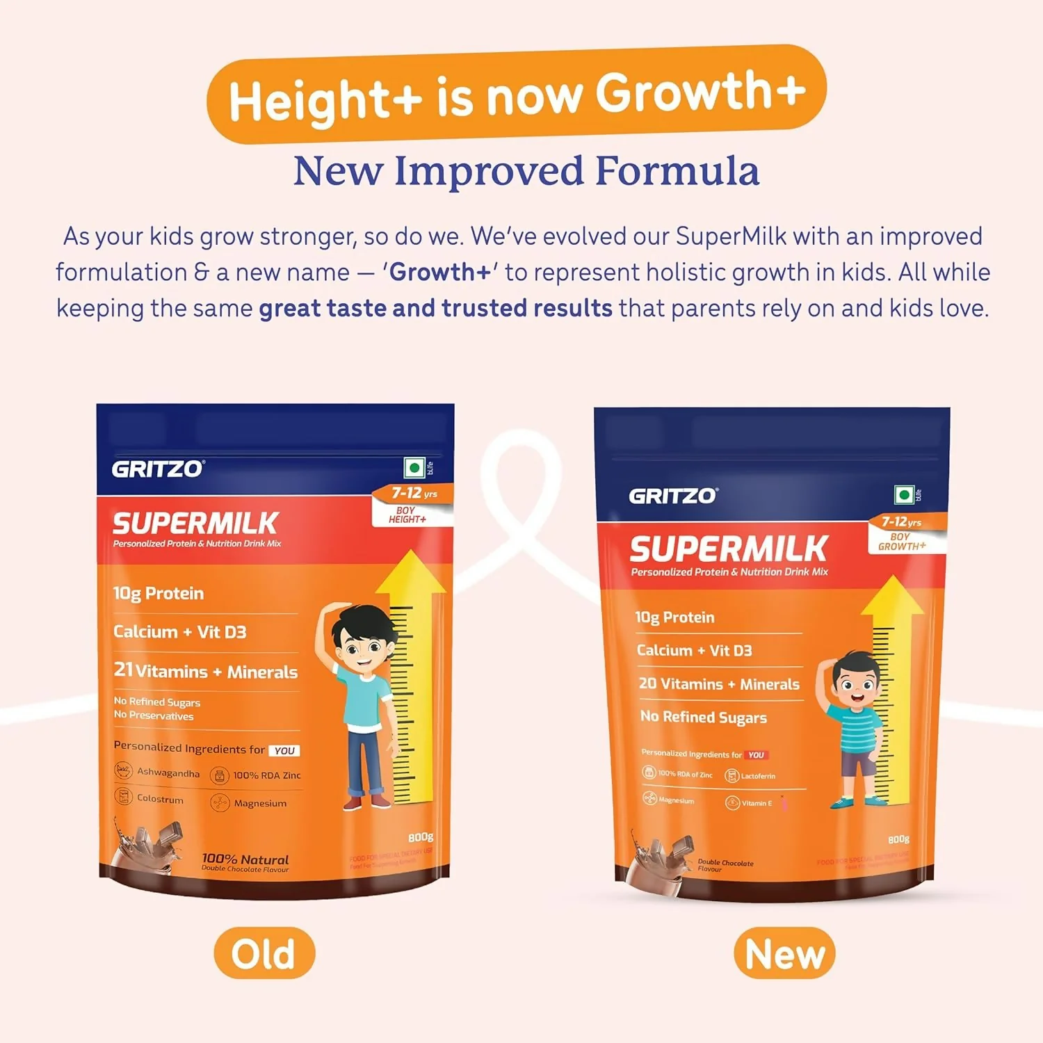 Gritzo SuperMilk Growth+ (Formerly Height+) (7-12y Boys) - Double Chocolate, with Super Gummies - Strawberry - Image 8